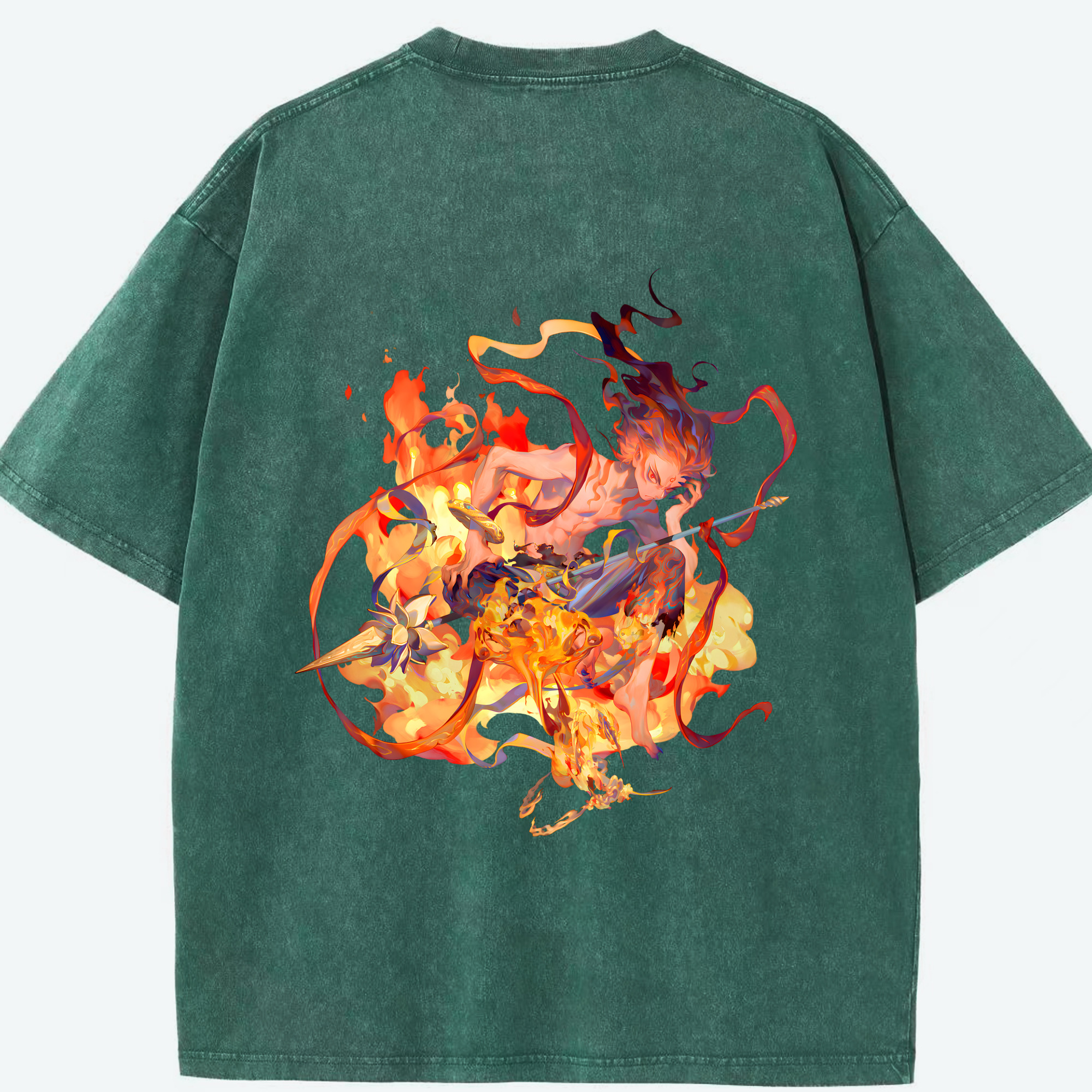 （画像用） Ne Zha 2 ナタ 魔童の大暴れ 綿100% ヴィンテージ風 半袖Tシャツ（背面プリント）